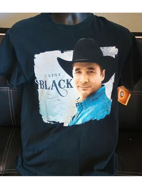 Vintage Clint Black Tour Concert 2-Sided Black T-Shirt Men’s Size M